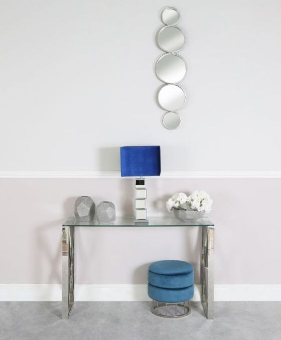 Product photograph of Lowa Silver Round Wall Mirror - 27cm X 108cm from Choice Furniture Superstore.